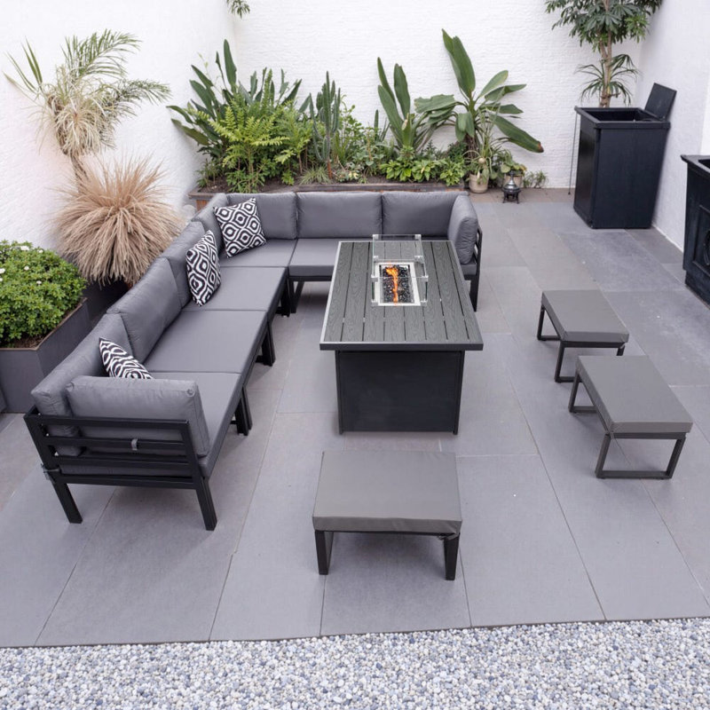 Berdene Wicker 9 - Person Garden Lounge Set with Cushions