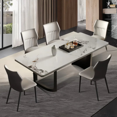 Versatile rock plate dining table and chairs