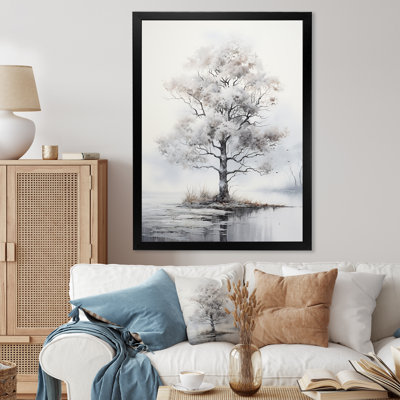 «Minimalisme gris arbre solitude», reproduction sur toile