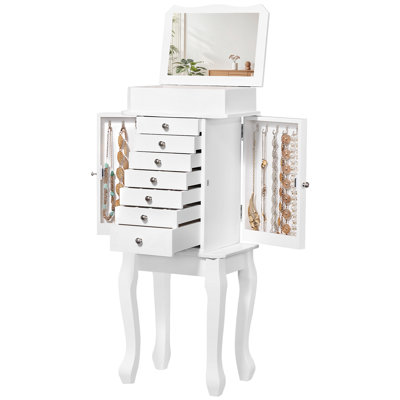 Deerica 13.78'' Wide Freestanding Jewelry Armoire,White