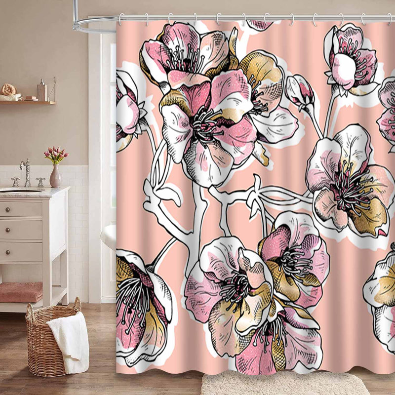 Rideau de douche imperméable doré, rideaux de douche pour la salle de bain avec 12 crochets, 72" L x 72" W