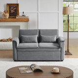 Convertible Loveseat Sleeper Sofa Couch with Adjustable Backrest, 2 Seater Sofa With Pull-Out Bed with 2 Lumbar Pillows