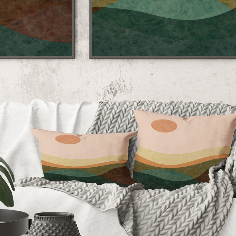 Coussin Minimalistic Retro Landscape I - Modern Printed, 16 po x 16 po