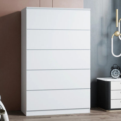 Five-Drawer 59" Tall & 35" W Jumbo Chest In White