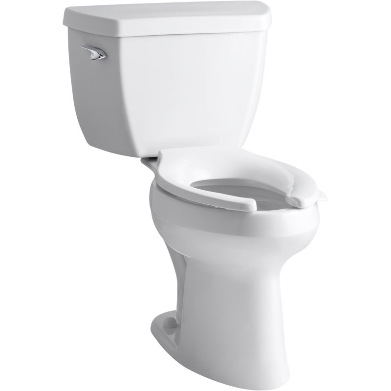 White Vitreous China Elongated Two-Piece Pressure Assist Toilet