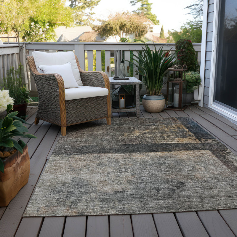 Mehriza Brown Washable Indoor-Outdoor Rug - , 9' x 12'