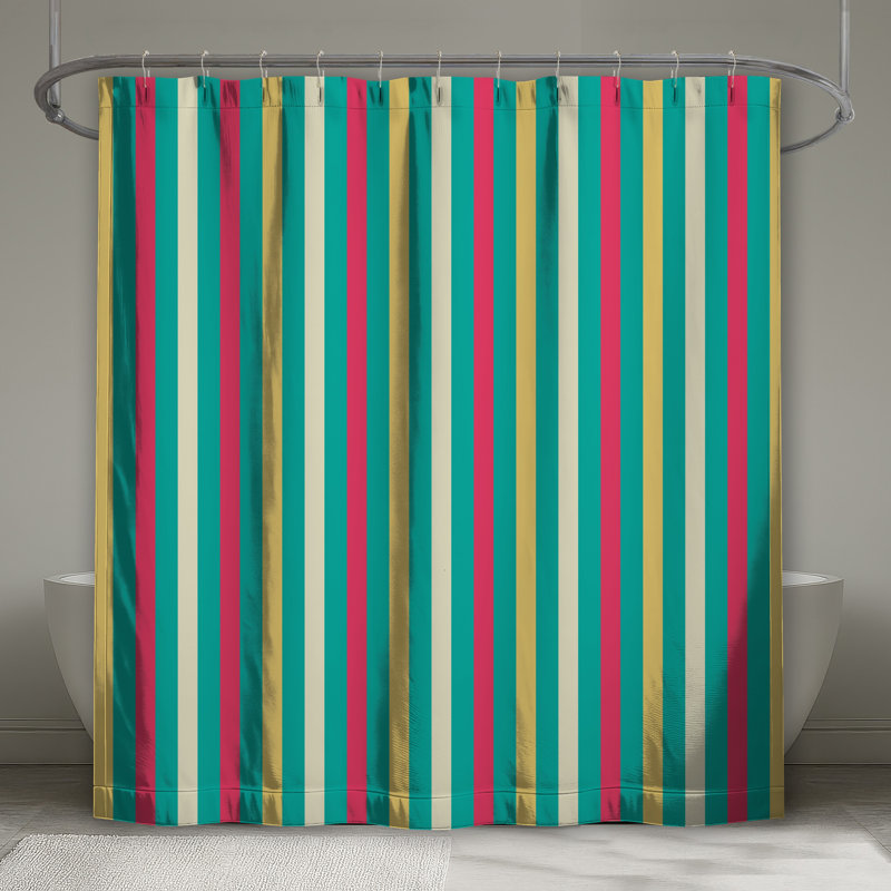 Rideaux de douche verticaux à rayures colorées très longues, L 70 po x H 84 po