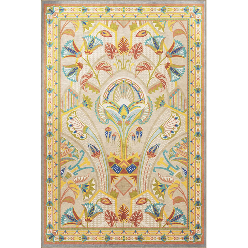 Multicolored Floral Themed Vintage Decorative Carpet With Flower Pattern, Round 4'