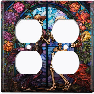 Halloween Skeleton Dance Flower Christmas Festive Tree Lights 2 - Gang Toggle Light Switch Standard Wall Plate