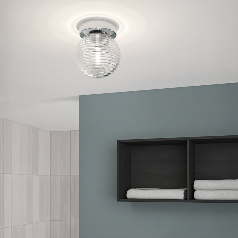 Tacoma 1 - Light Flush Mount, Ribbed, Polished Chrome, Clear