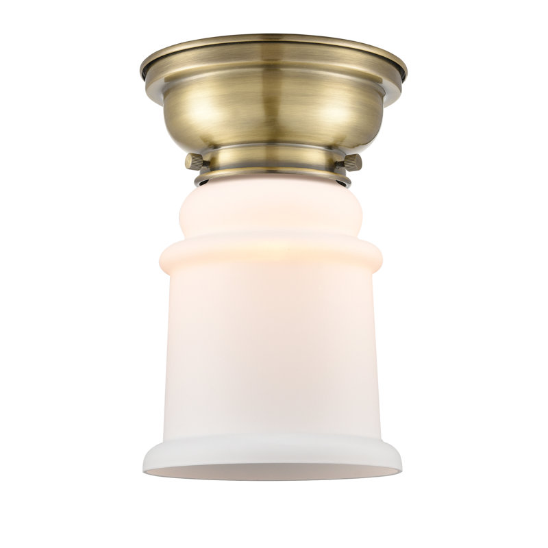 Alexandira Glass Flush Mount, Antique Brass, Matte White, No Bulb Included