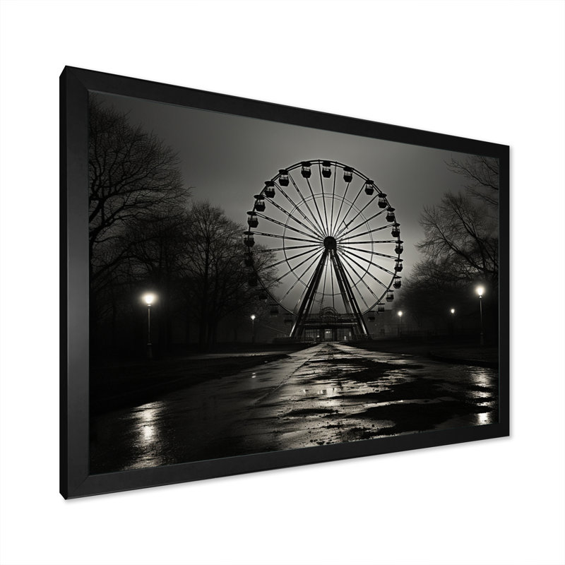 Grande roue grise enchantée - impression, H 30 po x l 40 po x P 1,5 po, Cadre simple noir