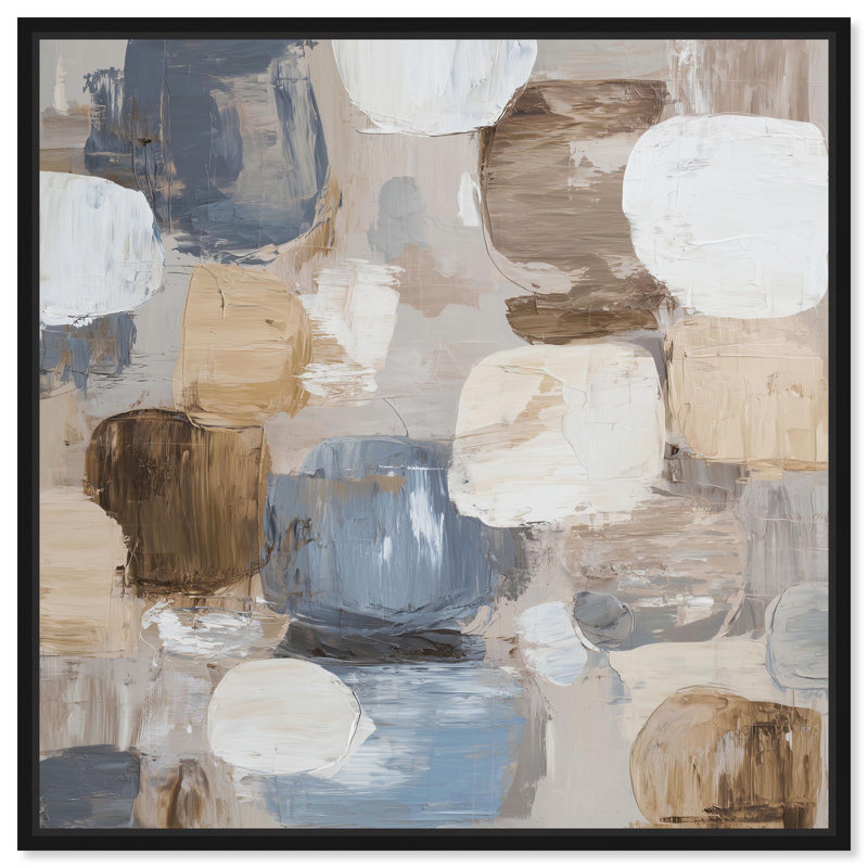 "Soft Blocks I", reproduction d'art sur toile par Art Remedy, cadre noir, 20 x 20, H 21 po x l 21 po, Structure noire
