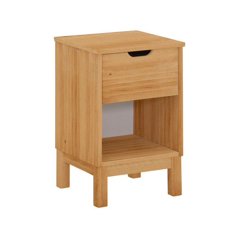 38cm W Solid Wood Bedside Table, Oak