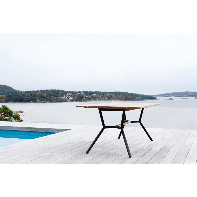 Table de salle à manger Reef, Teck, Acier Inoxydable, H 29,13 po x l 70,88 po x P 39,38 po