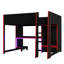 Lit mezzanine double en bois avec bureau intégré, garde-robe, DEL et tiroir, noir-995041212