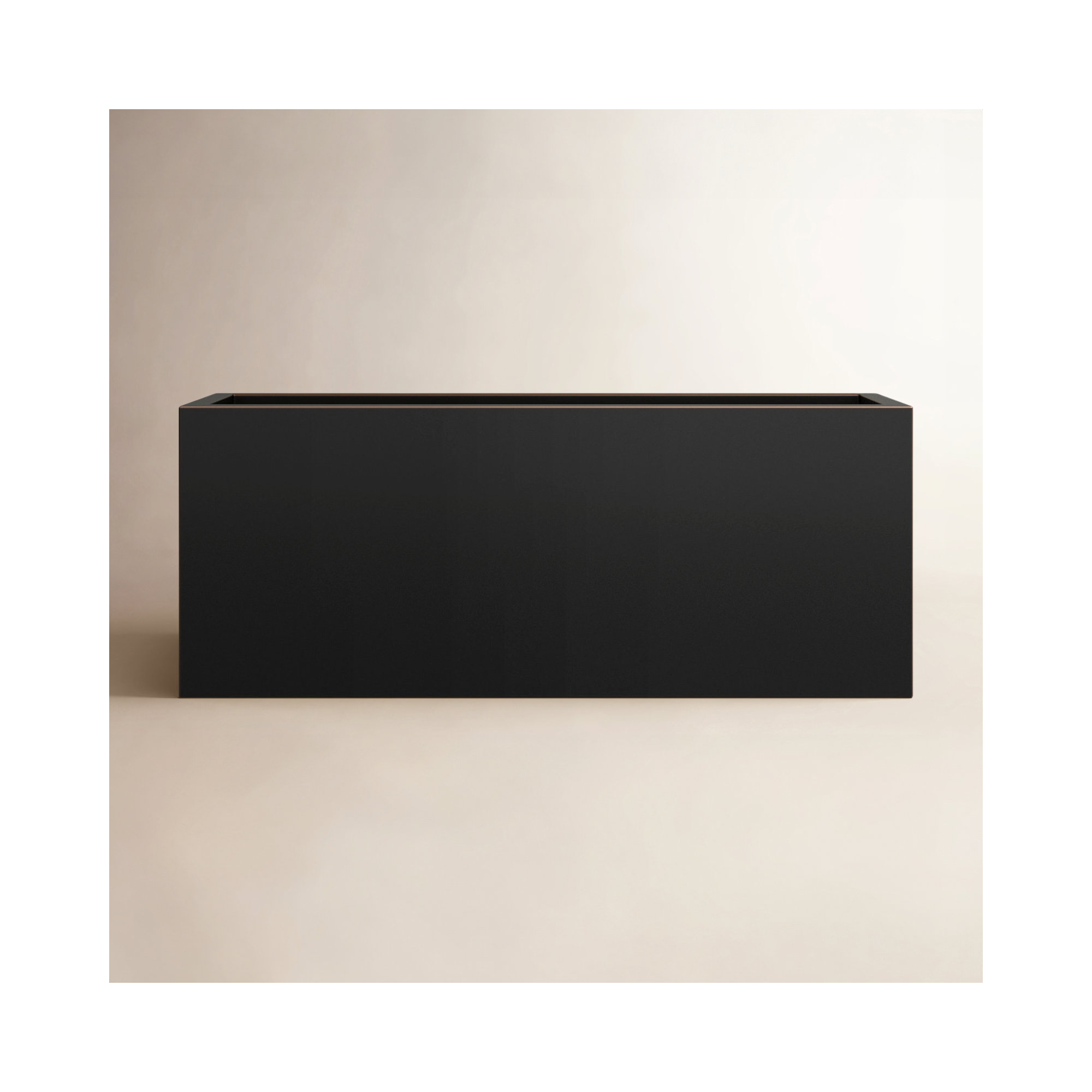 Tormund Metal Planter Box, Black/Gold Edge, 15" H x 38" W x 15" D