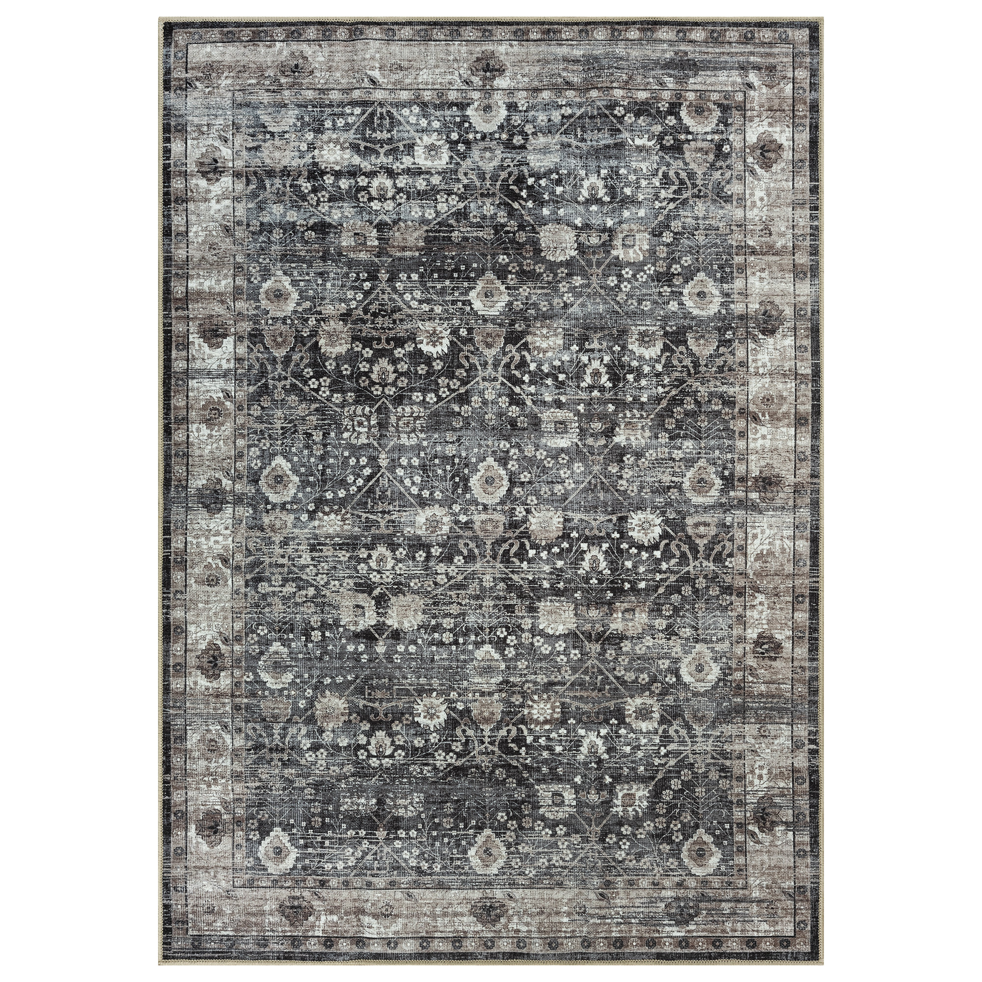 Bungalow Rose Washable Non-Slip - Black / Brown Traditional Oriental & Reviews | Wayfair