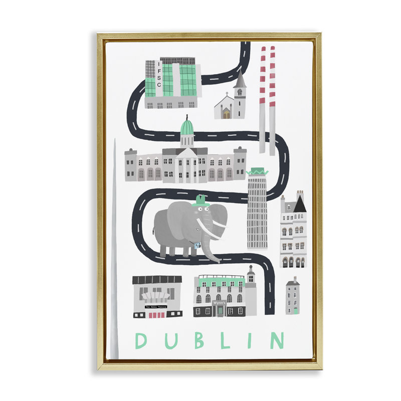 Cadre flottant Dublin City, par Carla Daly, H 25 po x l 17 po, Cadre flottant métallique doré