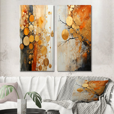 «Gold Gray Rustic Reflections», 2 pièces sur toile