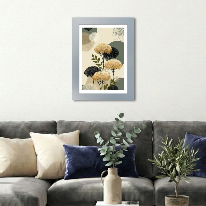 Nordic Eucalyptus Wall Art - Home Decor Giclee Art Print, Scandinavian botanical screen print in sage and mustard tones, minimalist 1 Piece Wall Art