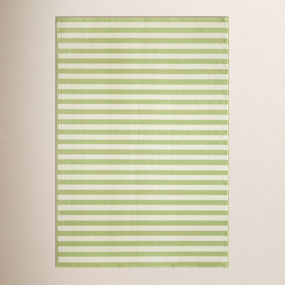 Yepez Green White Striped Rug