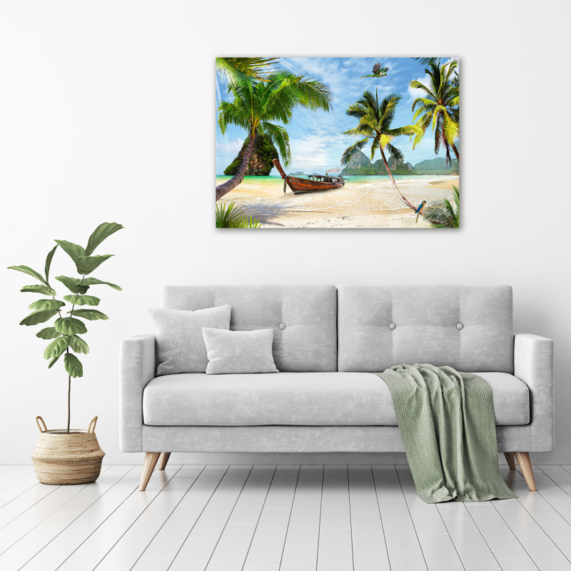 Palm Trees On The Beach - Wrapped Canvas Print