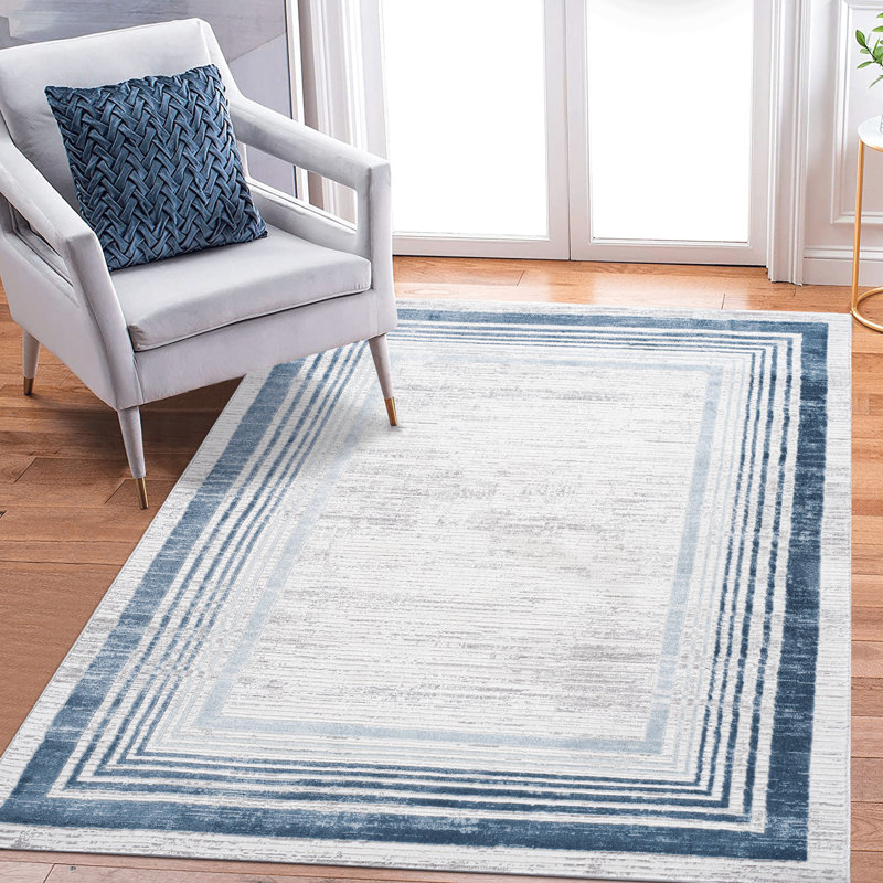 Tapis tissé et tissé en bleu 8X10