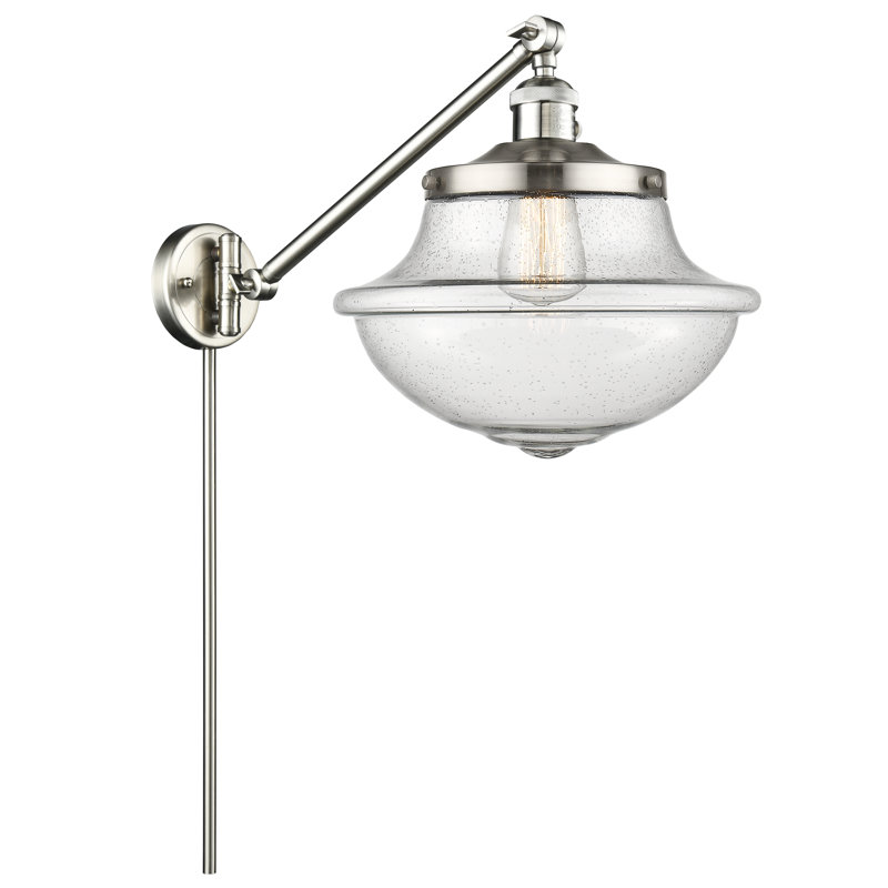 Bras articulé à intensité variable à 1 lumière Theresa, Ampoule incandescente rétro de 60 watts, Grainé, Nickel satiné brossé