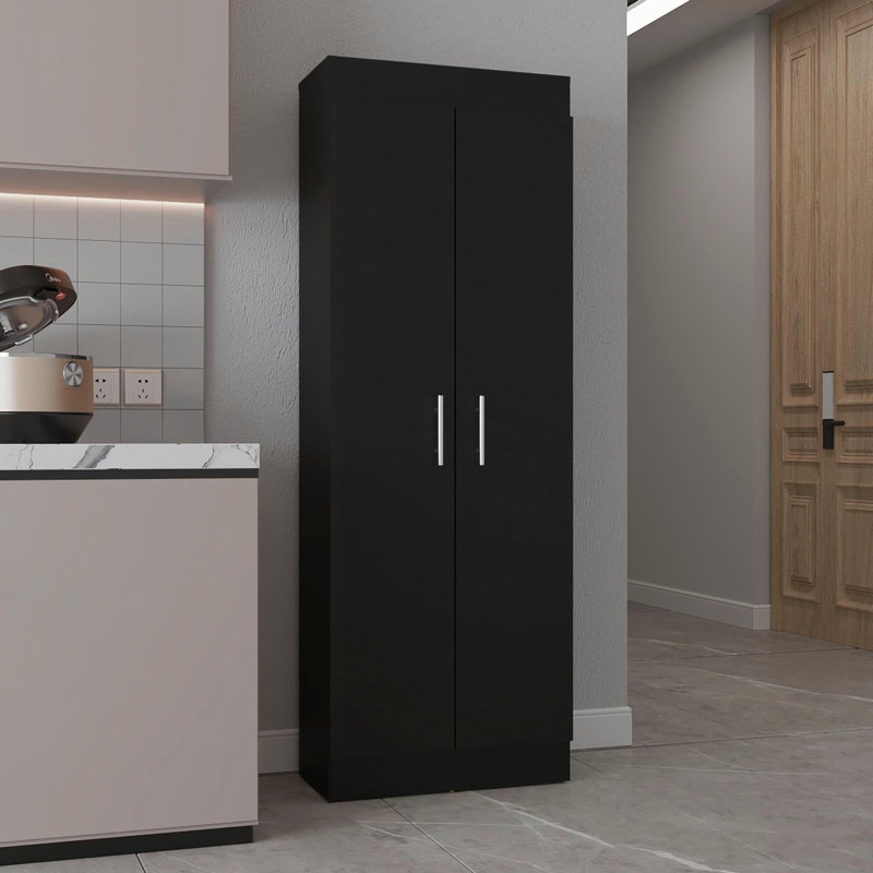 Armoire noire à 5 tablettes pour garde-manger - fonctionnelle et pratique, Noir