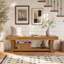 Upholstered Bench with Shelves