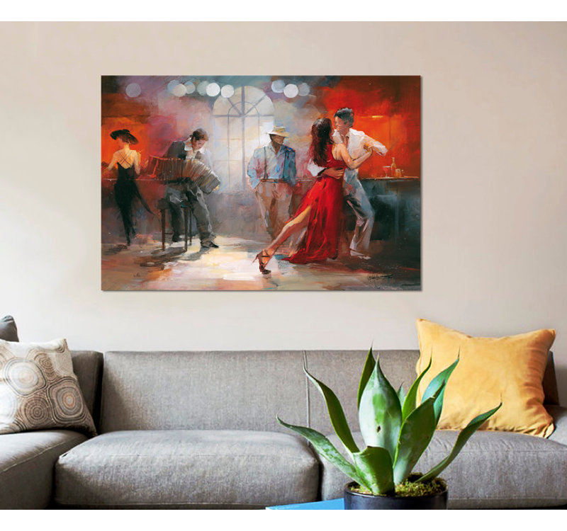 «Tango», reproduction sur toile, H 12 po x l 18 po x p 1,5 po, Papier d'art encadré noir, Pas de tapis