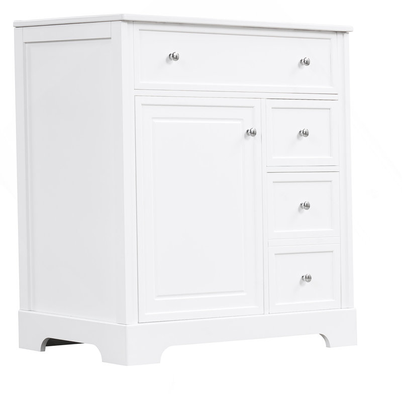 Meuble-lavabo de 30 po avec comptoir d'évier, meuble-lavabo avec porte et deux tiroirs, panneaux de fibres à densité moyenne, bois massif, un paquet, noir (nouvelle couleur WF317773AAK)