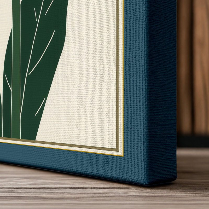 Bird of Paradise Botanical - Wrapped Canvas, 30x20 - 76.2 x 50.8 cm, Teal Border