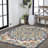 Flora Abstract Bold Mandala High-Low Red/Blue/Yellow Indoor/Outdoor Rug-69808010