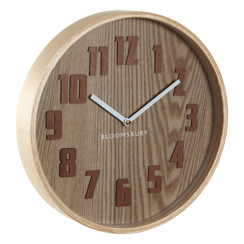 Maddison Wall Clock, Brown Grain, 30" H x 30" W x 5" D