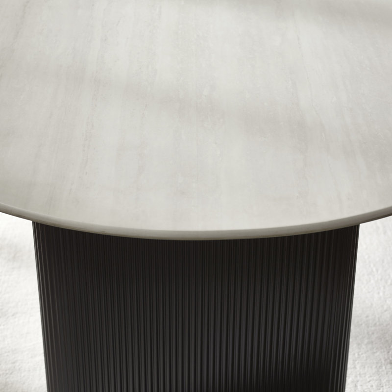 Dequaveon 220Cm White Marble Effect Oval Dining Table