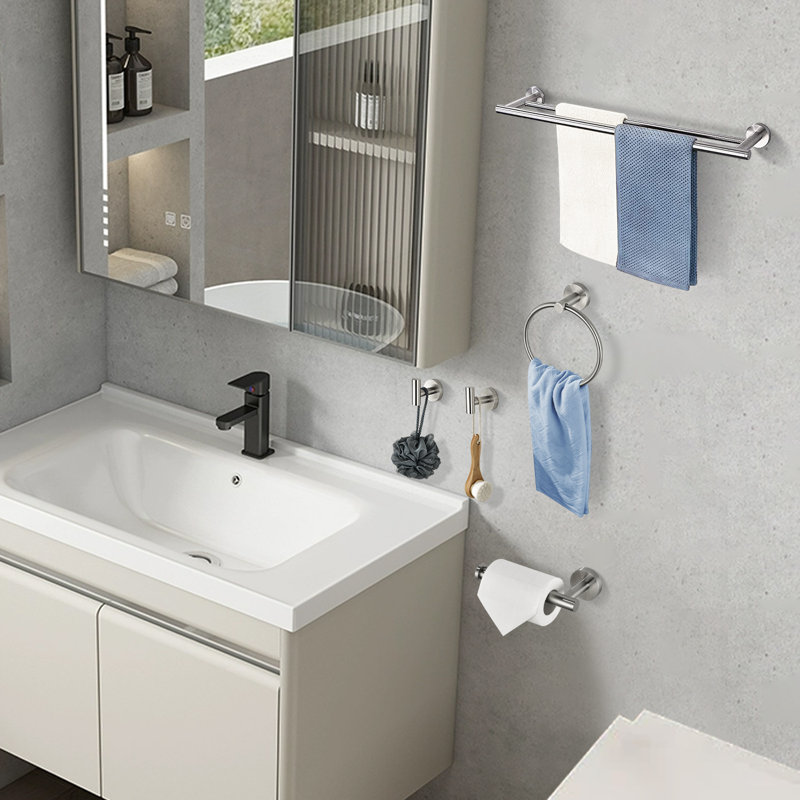Ensemble de quincaillerie de salle de bain 5 pièces, Nickel brossé
