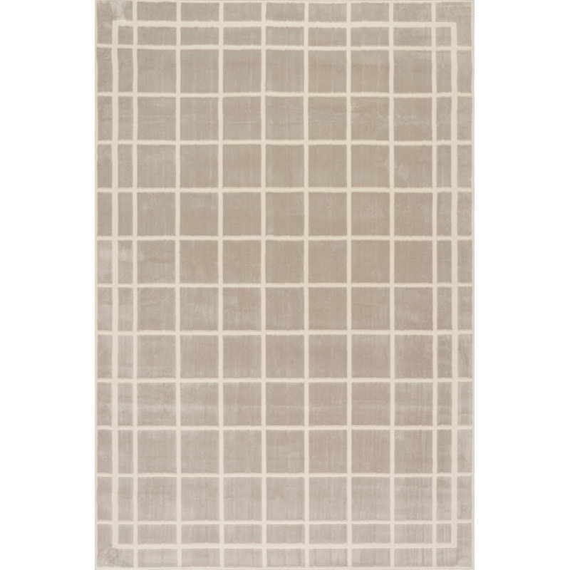 Lunara Textured Checkered Area Rug, Rectangle 6'7" x 9', Gray