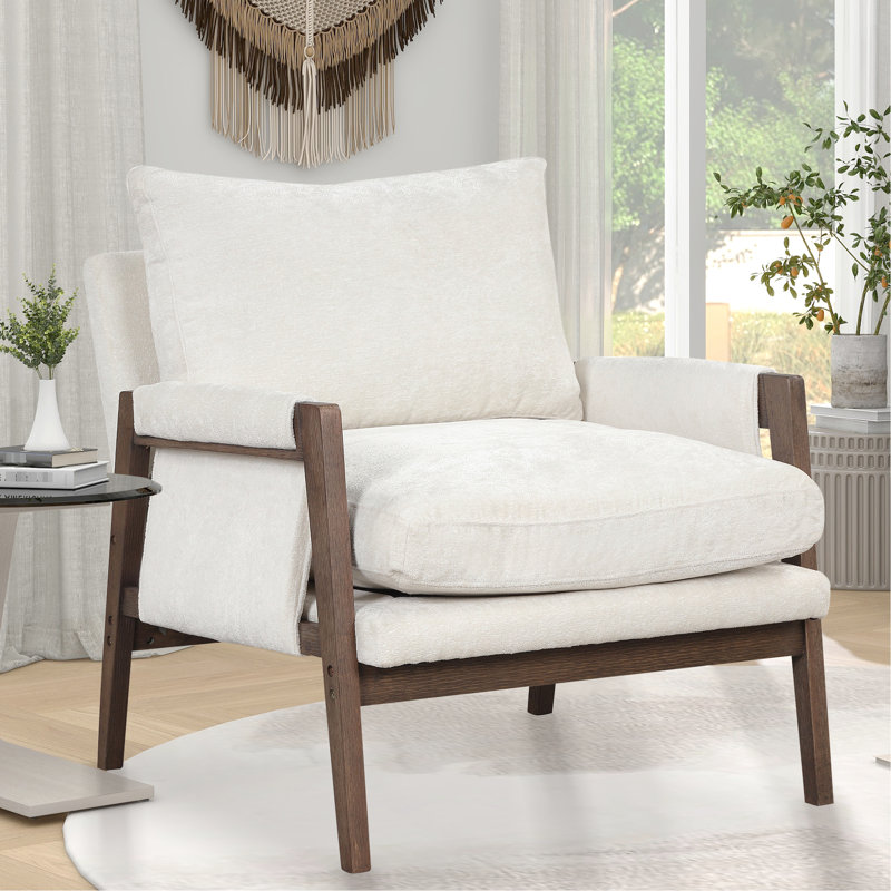 Fauteuil en velours blanc - élégant et confortable pour les espaces de vie, les chambres à coucher, Blanc
