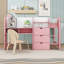 Full Wooden Loft Bed With Desk And Shelves And Whiteboard And Cabinets-203185808