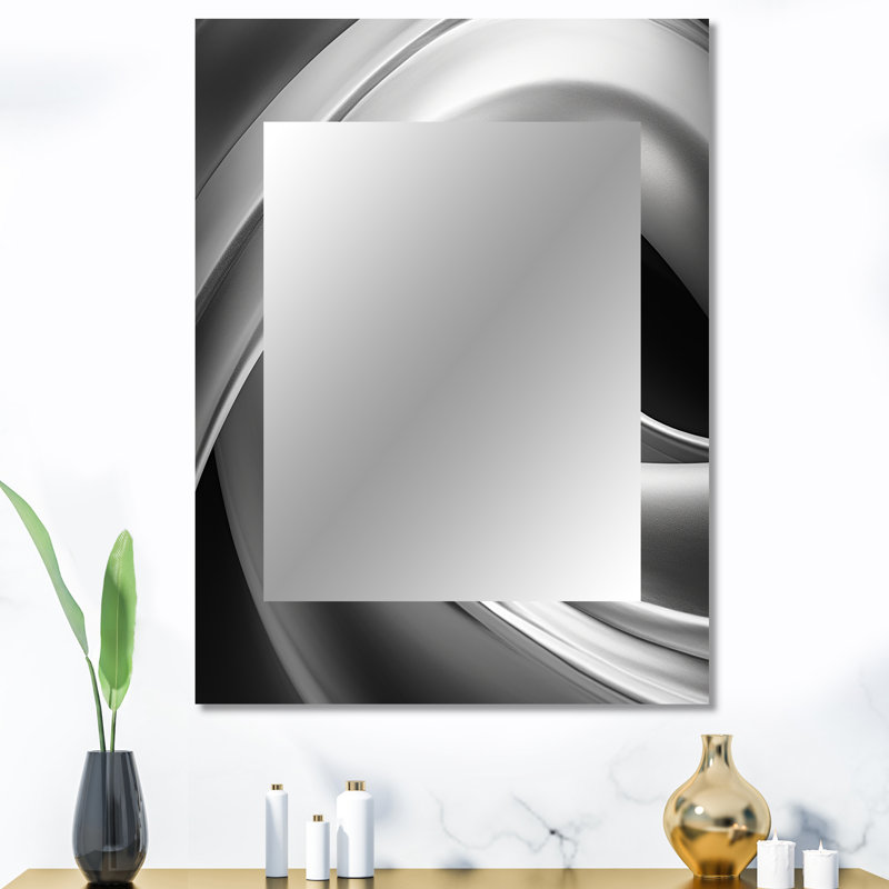 Silver Speed fractal wave II - Modern Wall Mirror, 40" x 30"