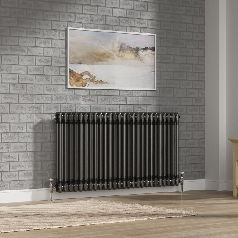 iBathUK Helena MKII Raw Metal 2 column radiator-Raw Metal, 600cm H x 1190cm W x 70cm D