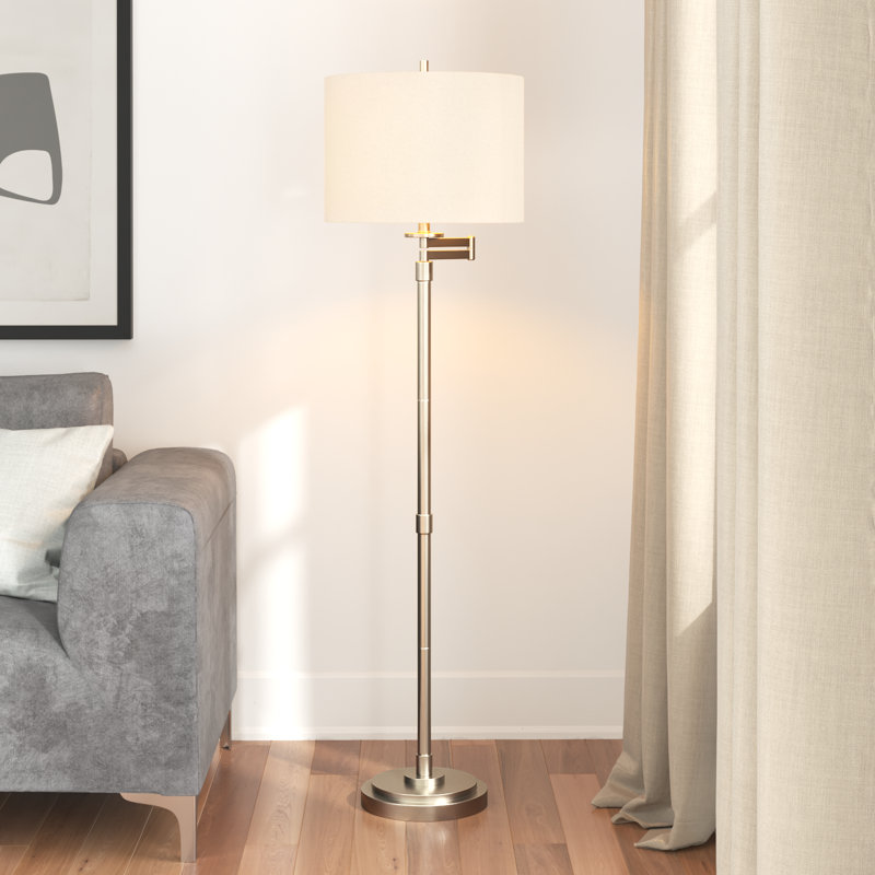 Lampe sur pied avec bras articulé 61 po Anuksha, Acier brossé