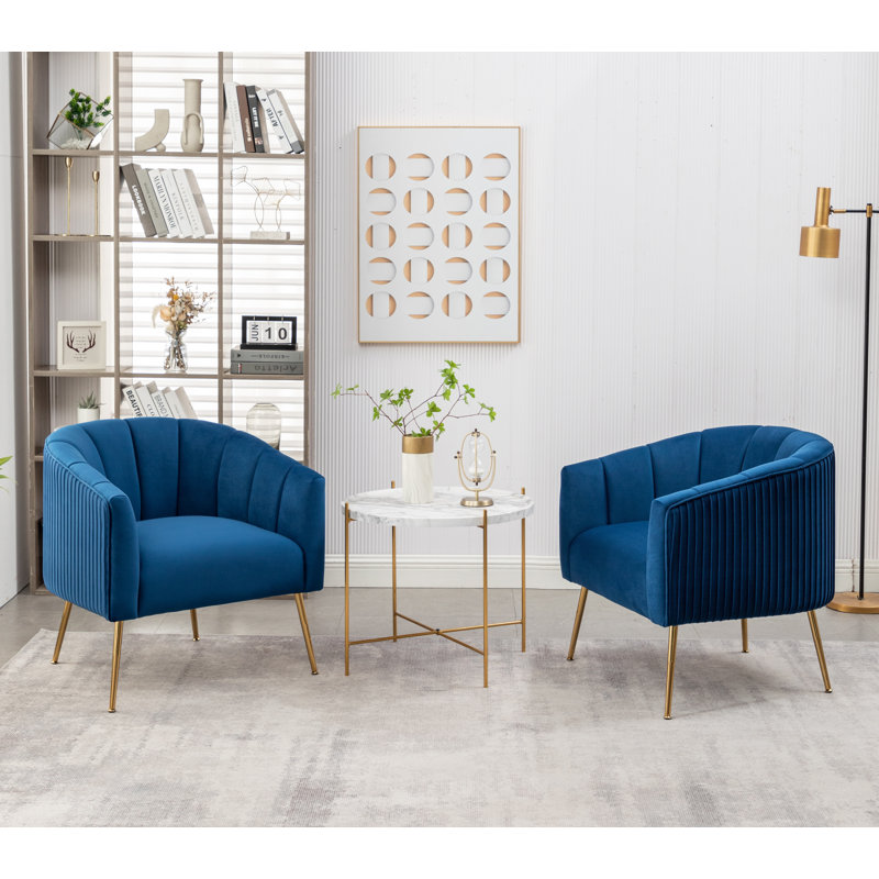 Mariantonietta Velvet Barrel Chair, Blue Velvet