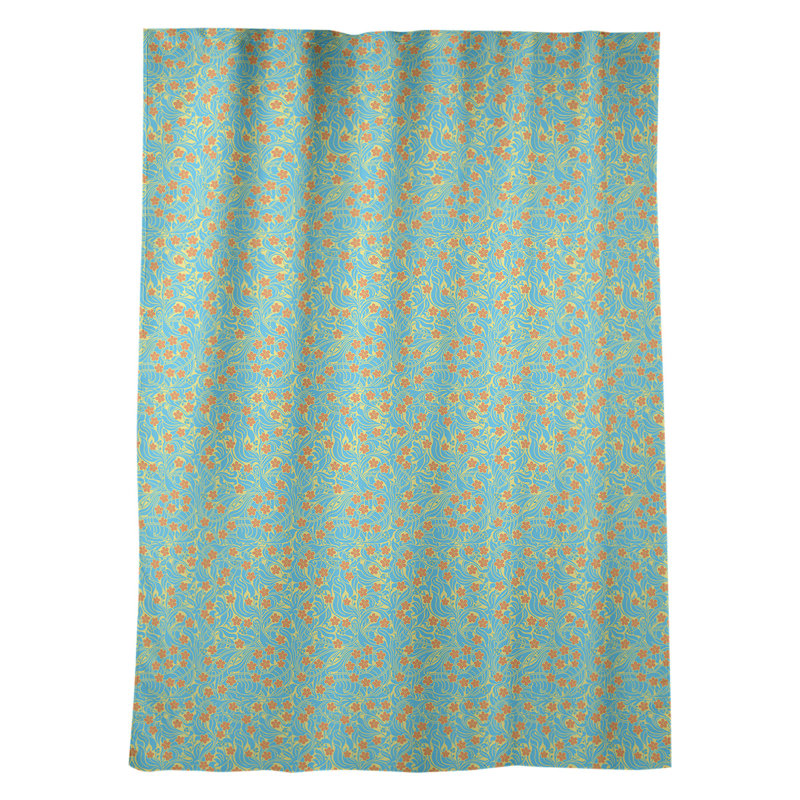 Panneau de rideau simple avec passe-tringle tourbillony, Jaune, bleu et orange