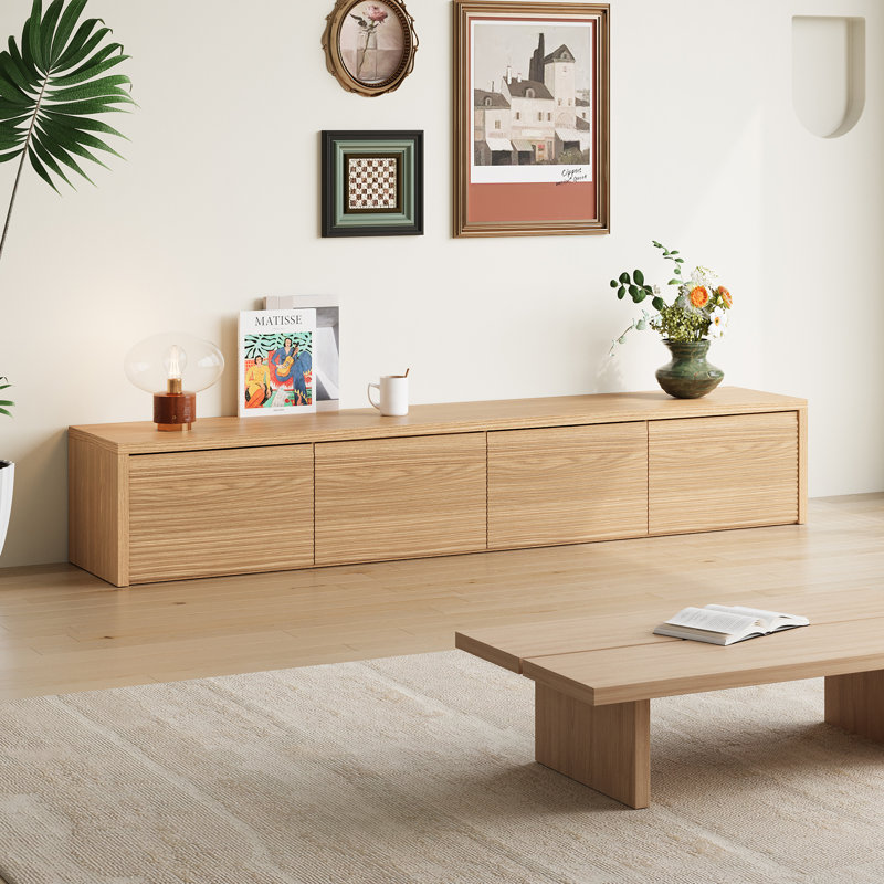 Nordic Style 79'' Long Wooden Tv Stand With 4 Drawers, Large Storage Media Console For Living Room