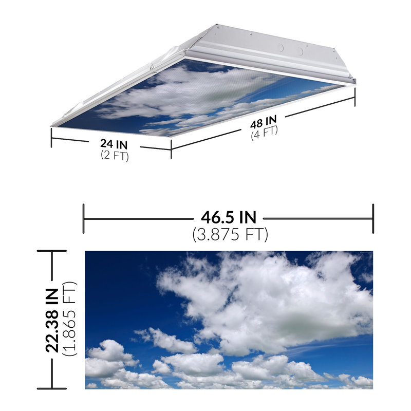 Cloud Classroom Fluorescent Light Covers for Ceiling Lights - For 2x4 Light Fixture - by Octo Lights