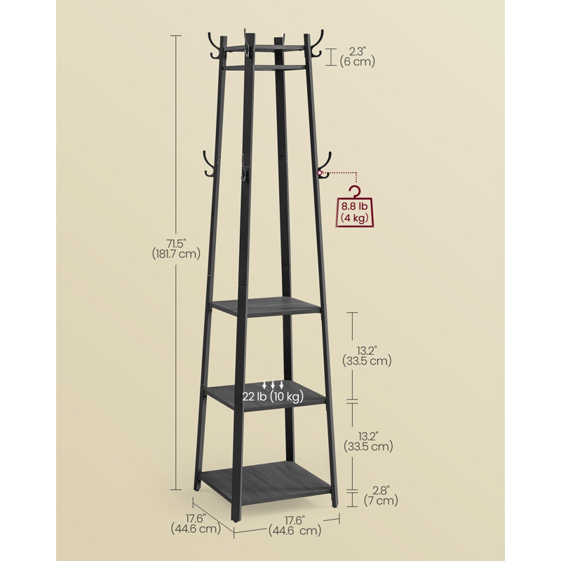 Freestanding 8 - Hook Coat Rack