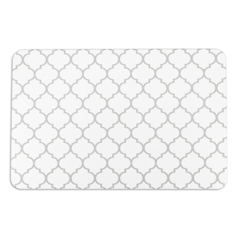 Non-Slip Bath Mat, Grey/White